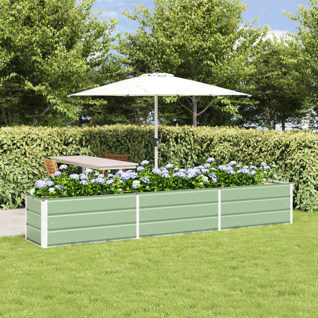 vidaXL Jardinera Verde Pastel 290 x 50 x 45 cm Acero Galvanizado