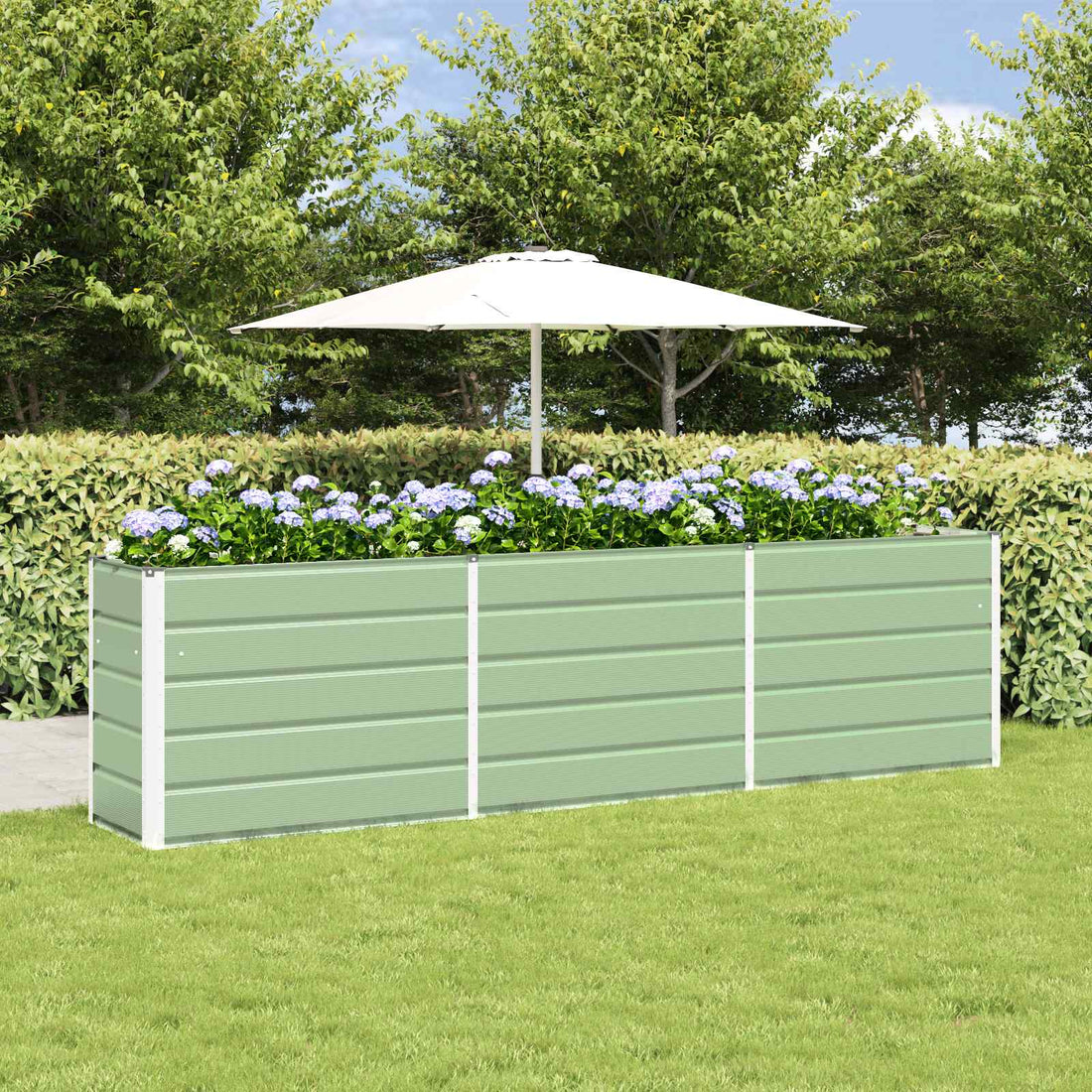 vidaXL Jardinera Verde Pastel 290 x 50 x 75 cm Acero Galvanizado