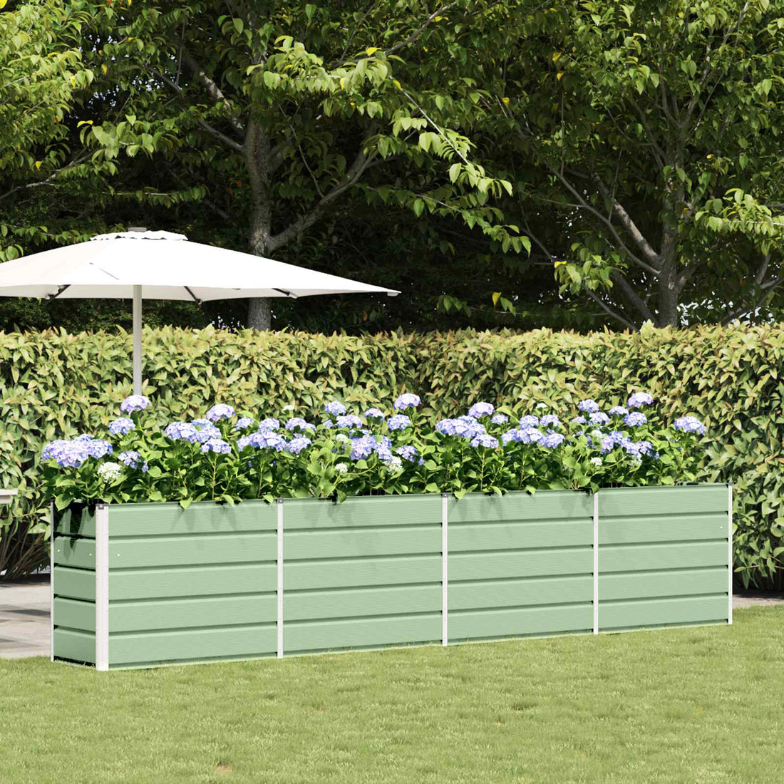 vidaXL Jardinera Verde Pastel 385 x 50 x 77 cm Acero Galvanizado