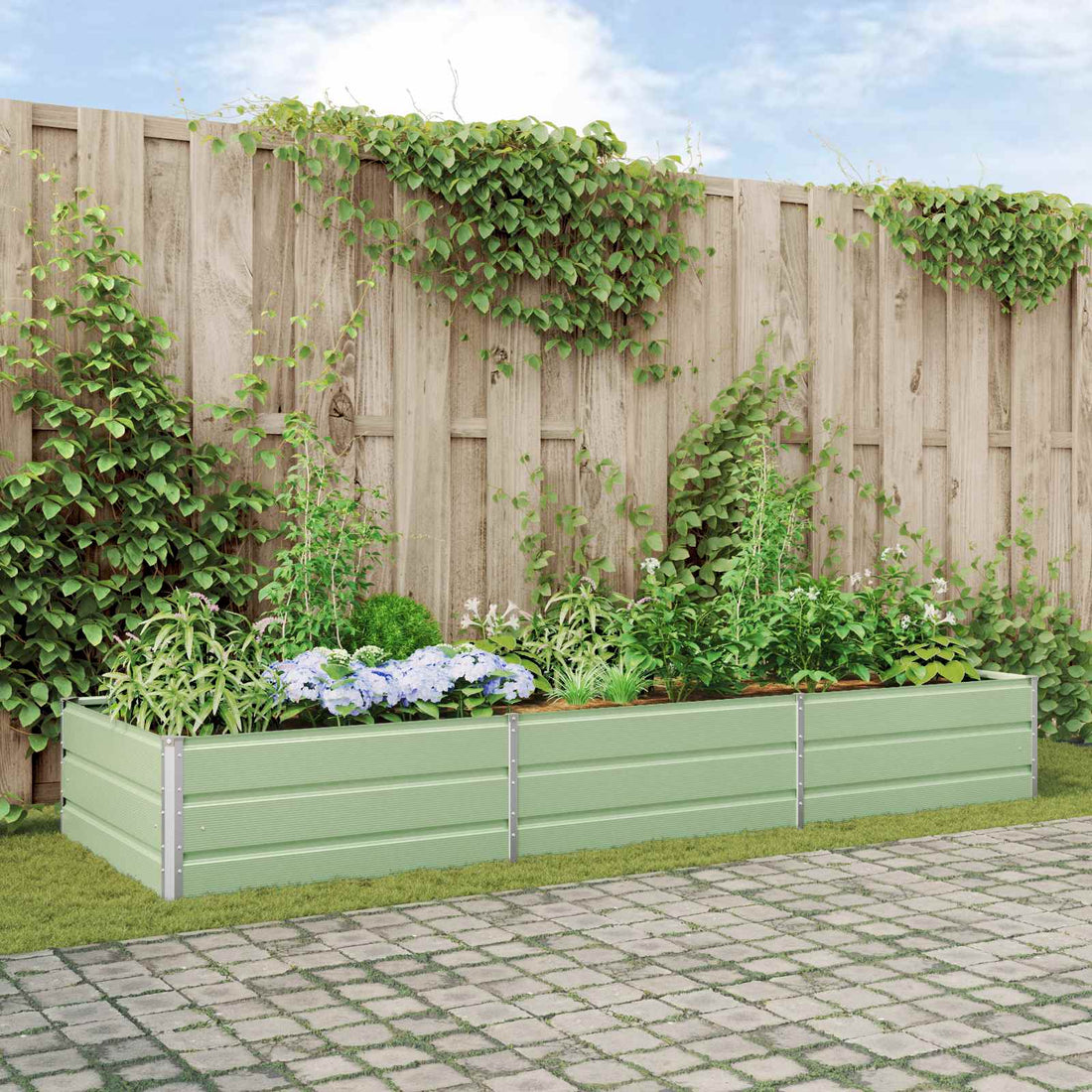 vidaXL Jardinera Verde Pastel 290 x 100 x 45 cm Acero Galvanizado