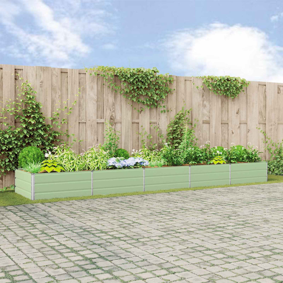 vidaXL Jardinera Verde Pastel 480 x 100 x 45 cm Acero Galvanizado