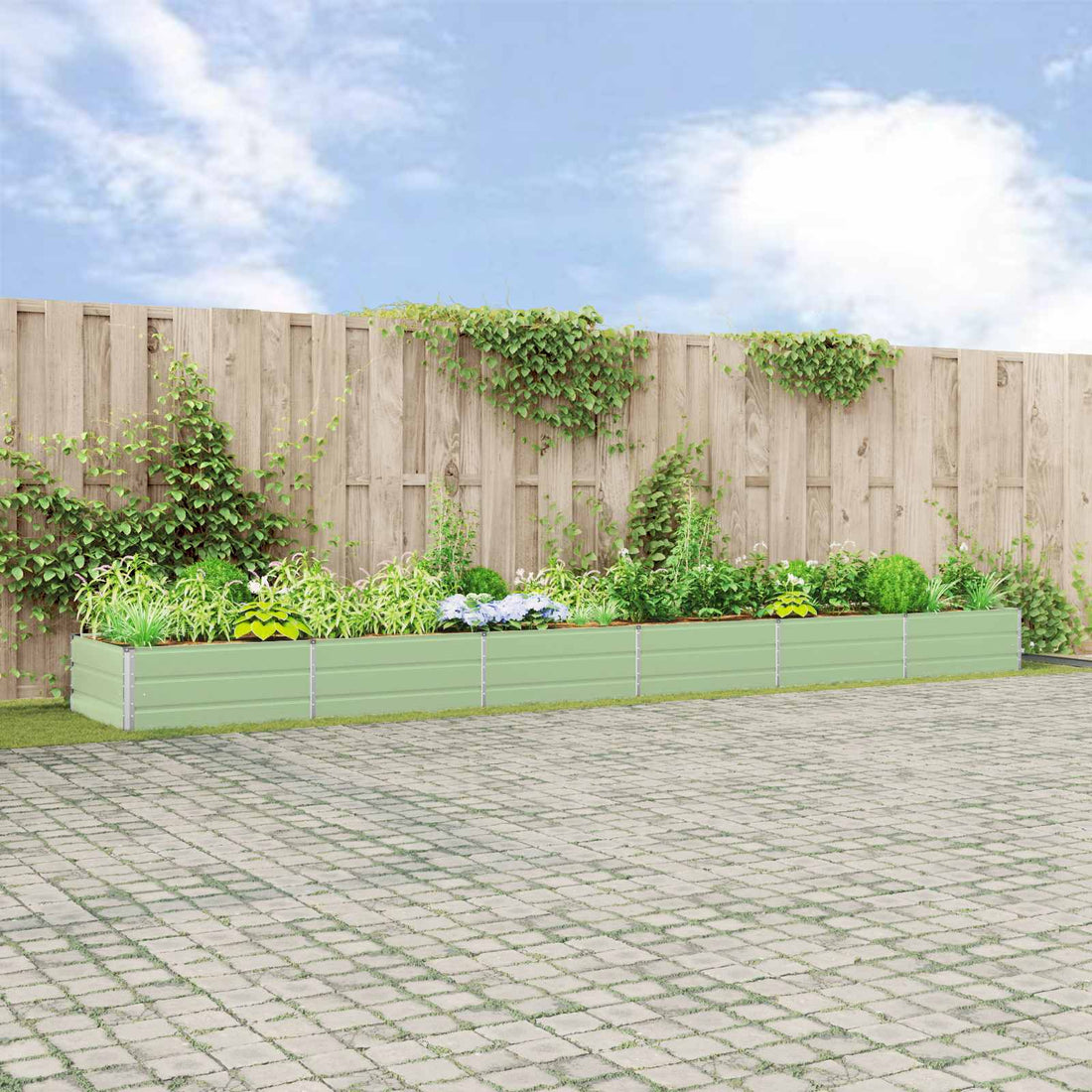 vidaXL Jardinera Verde Pastel 580 x 100 x 45 cm Acero Galvanizado