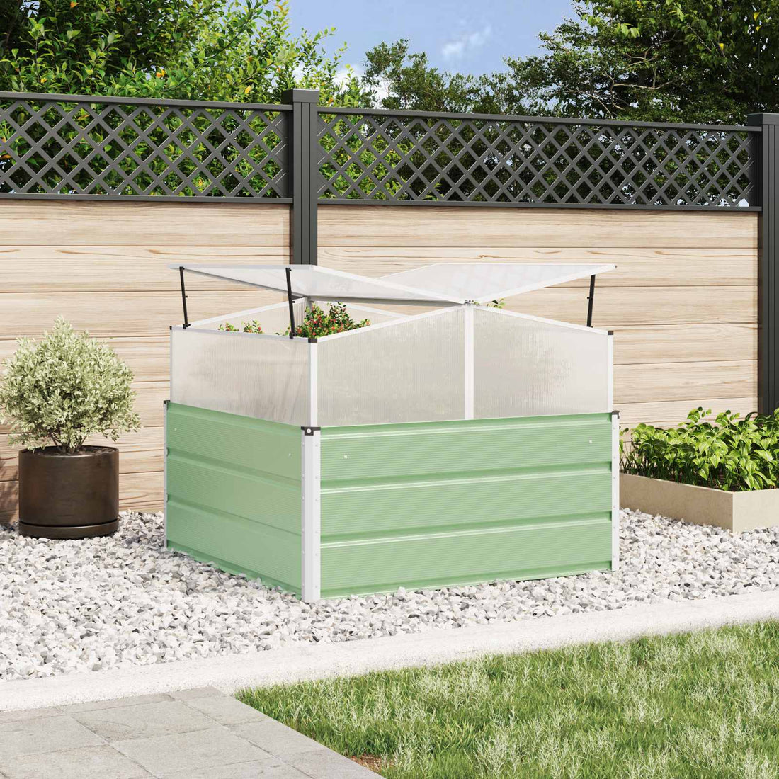 vidaXL Jardinera Verde Pastel 100 x 100 x 77 cm Acero Galvanizado
