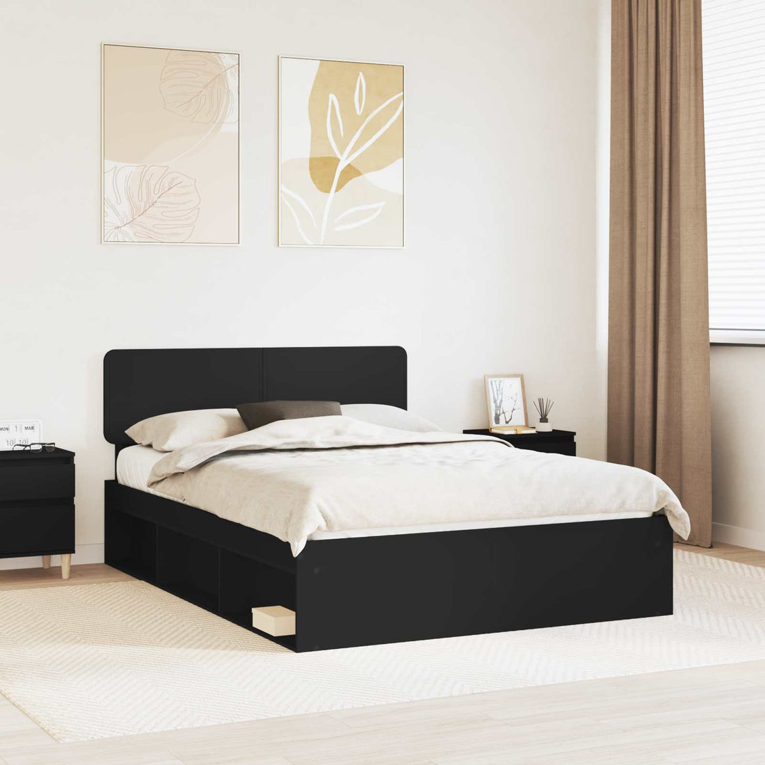 vidaXL Estructura de cama Negro 140 x 200 cm Madera de pino macizo