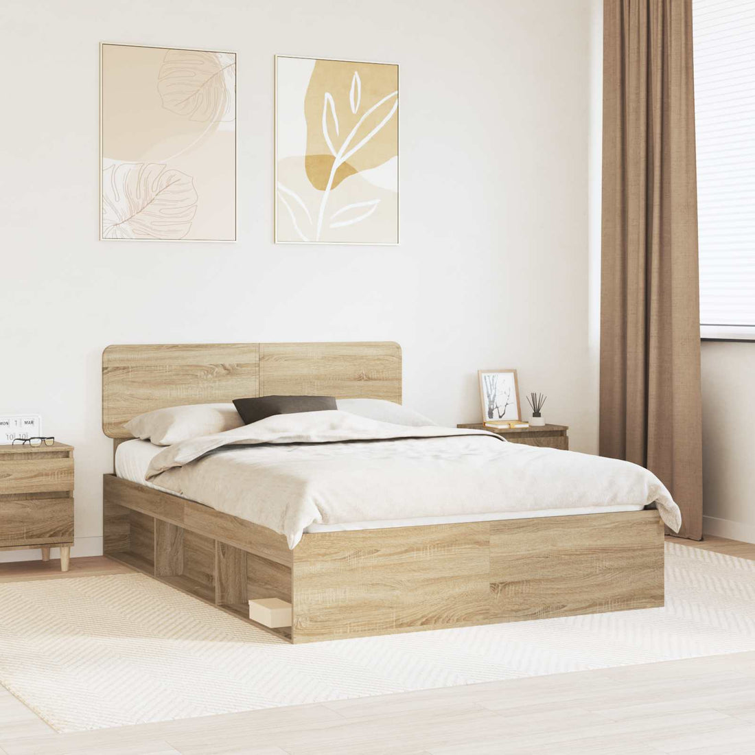 vidaXL Estructura de cama Sonoma 140 x 190 cm Madera de pino macizo
