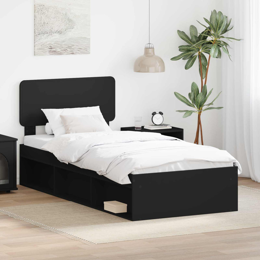 vidaXL Estructura de cama Negro 75 x 190 cm Madera de pino macizo