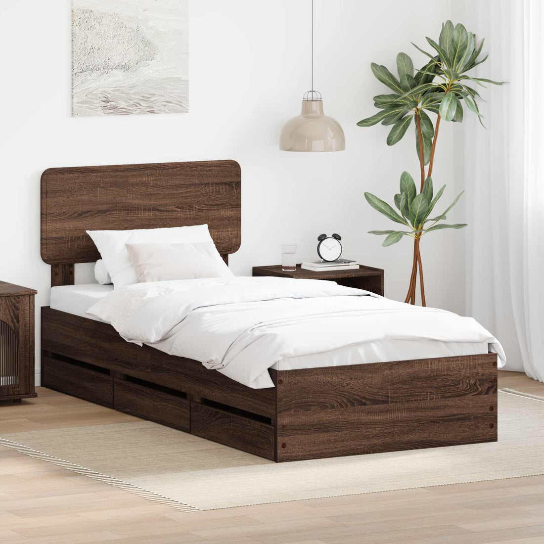 vidaXL Estructura de cama con cajón Roble marrón 100 x 200 cm
