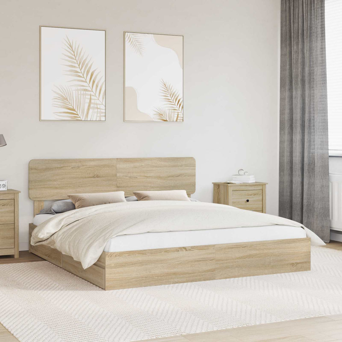 vidaXL Cama con almacenamiento con cajón Roble Sonoma 180 x 200 cm