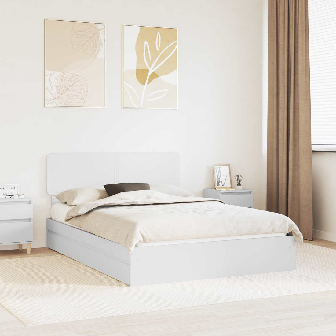 vidaXL Cama con almacenamiento 140 x 190 cm Madera de ingeniería