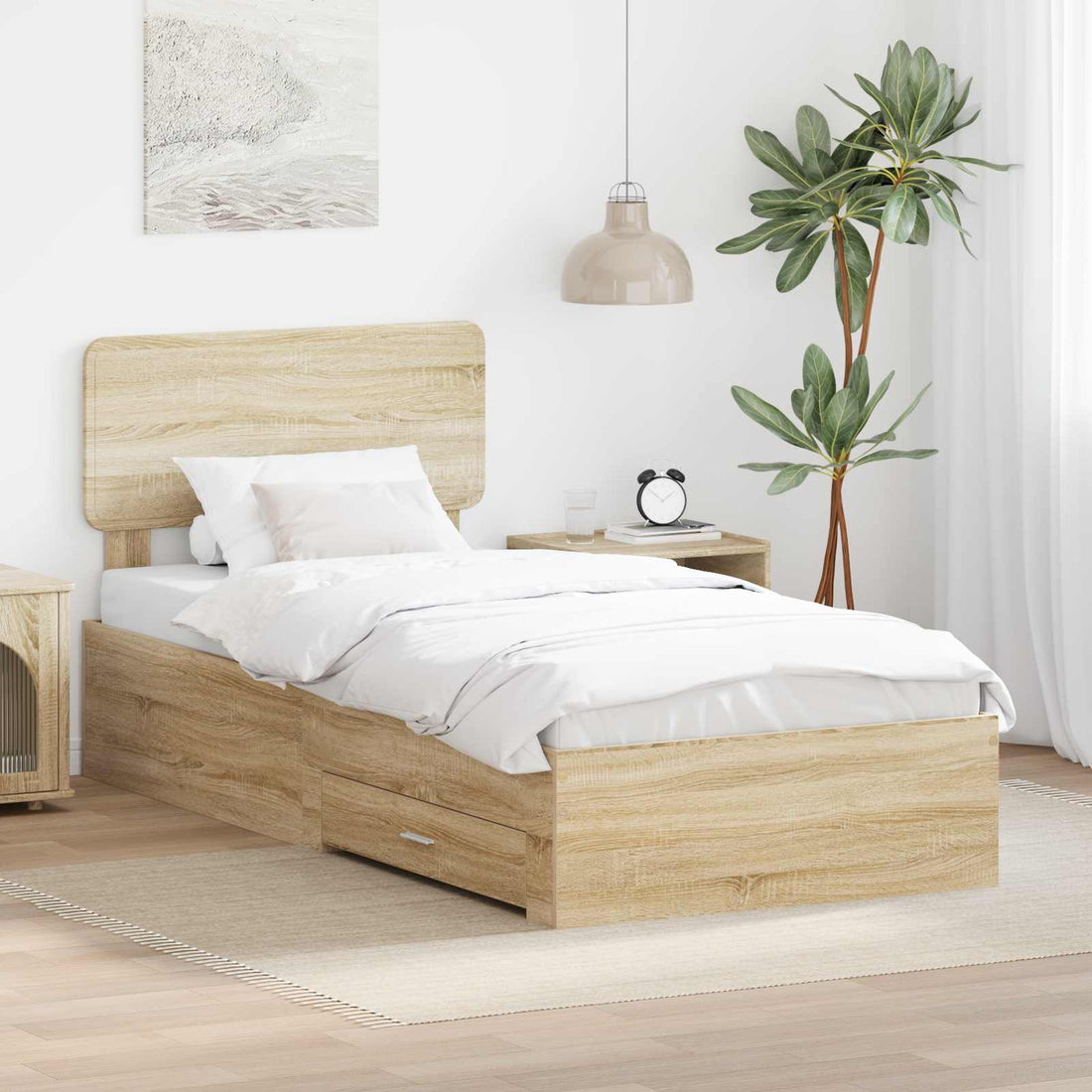 vidaXL Estructura de cama con cajón Roble Sonoma 100 x 200 cm