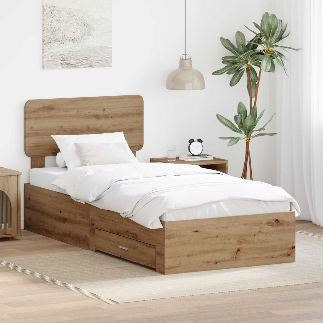 vidaXL Estructura de cama con cajón Roble artisan 90 x 200 cm