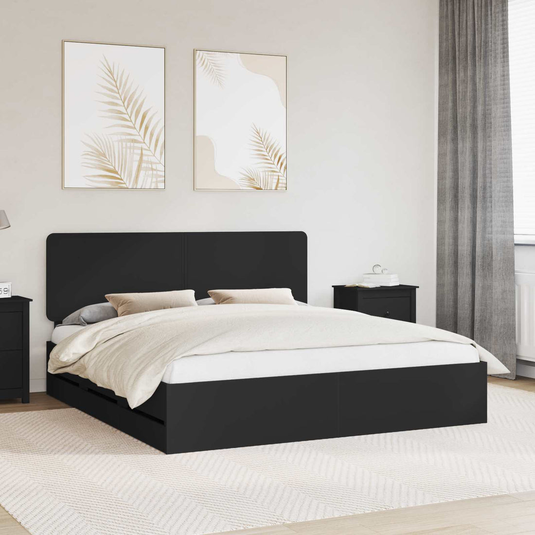 vidaXL Estructura de cama Negro 180 x 200 cm Madera Ingenieril