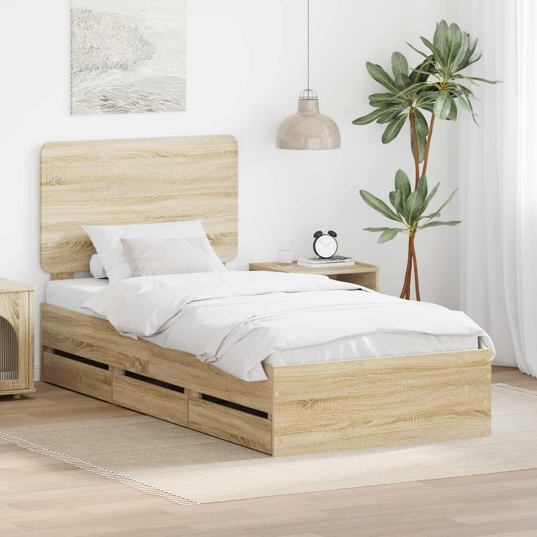 vidaXL Estructura de cama Roble Sonoma 100 x 200 cm Madera Ingenieril