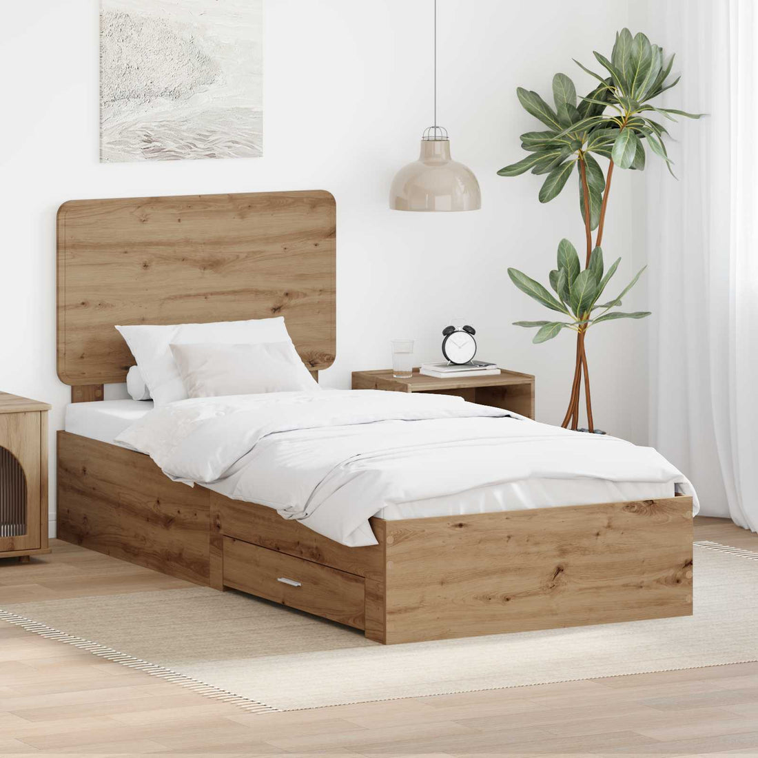 vidaXL Estructura de cama con cajón Roble artisan 90 x 190 cm