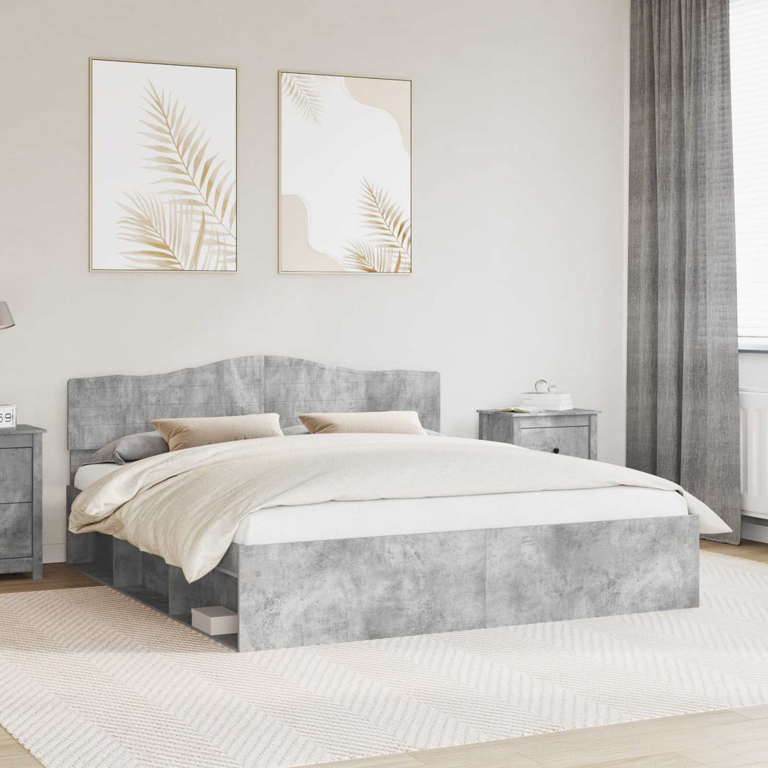 vidaXL Estructura de cama Concreto 180 x 200 cm Madera de pino macizo