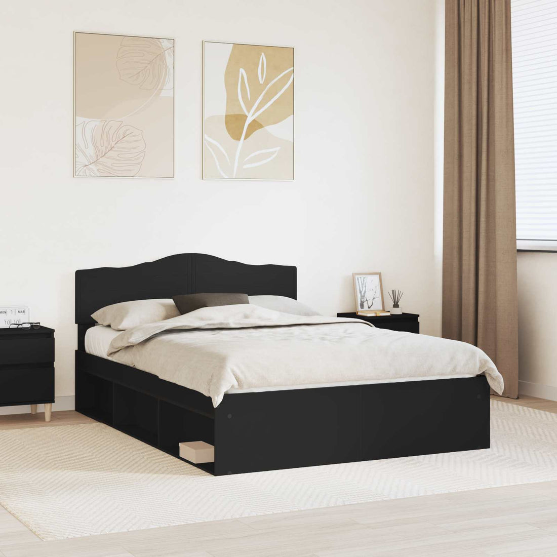 vidaXL Estructura de cama Negro 140 x 200 cm Madera de pino macizo