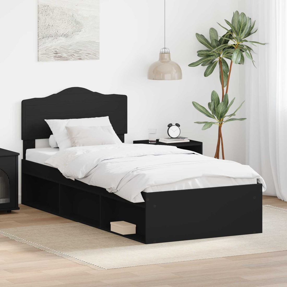 vidaXL Estructura de cama Negro 90 x 190 cm Madera de pino macizo