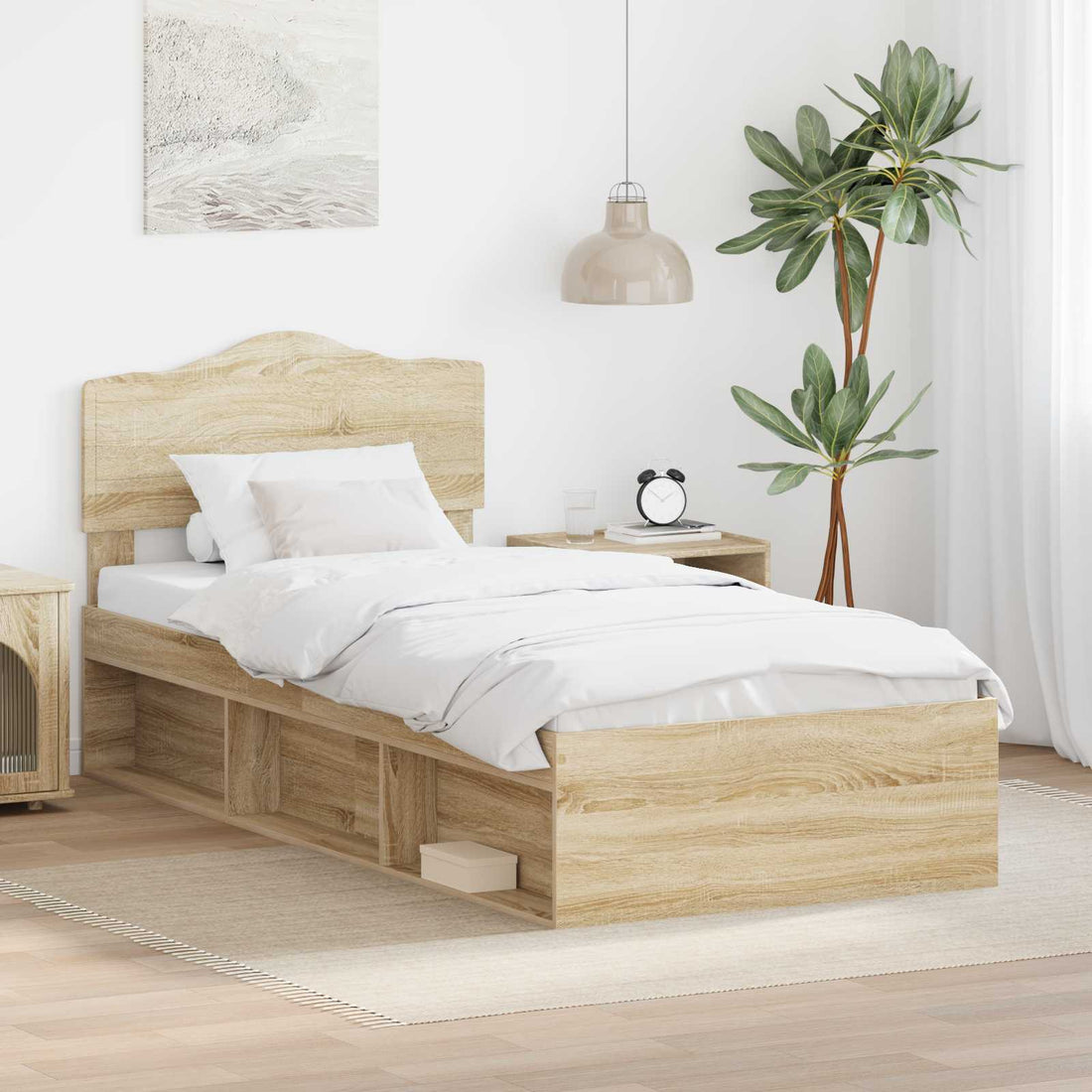 vidaXL Estructura de cama Sonoma 90 x 190 cm Madera de pino macizo