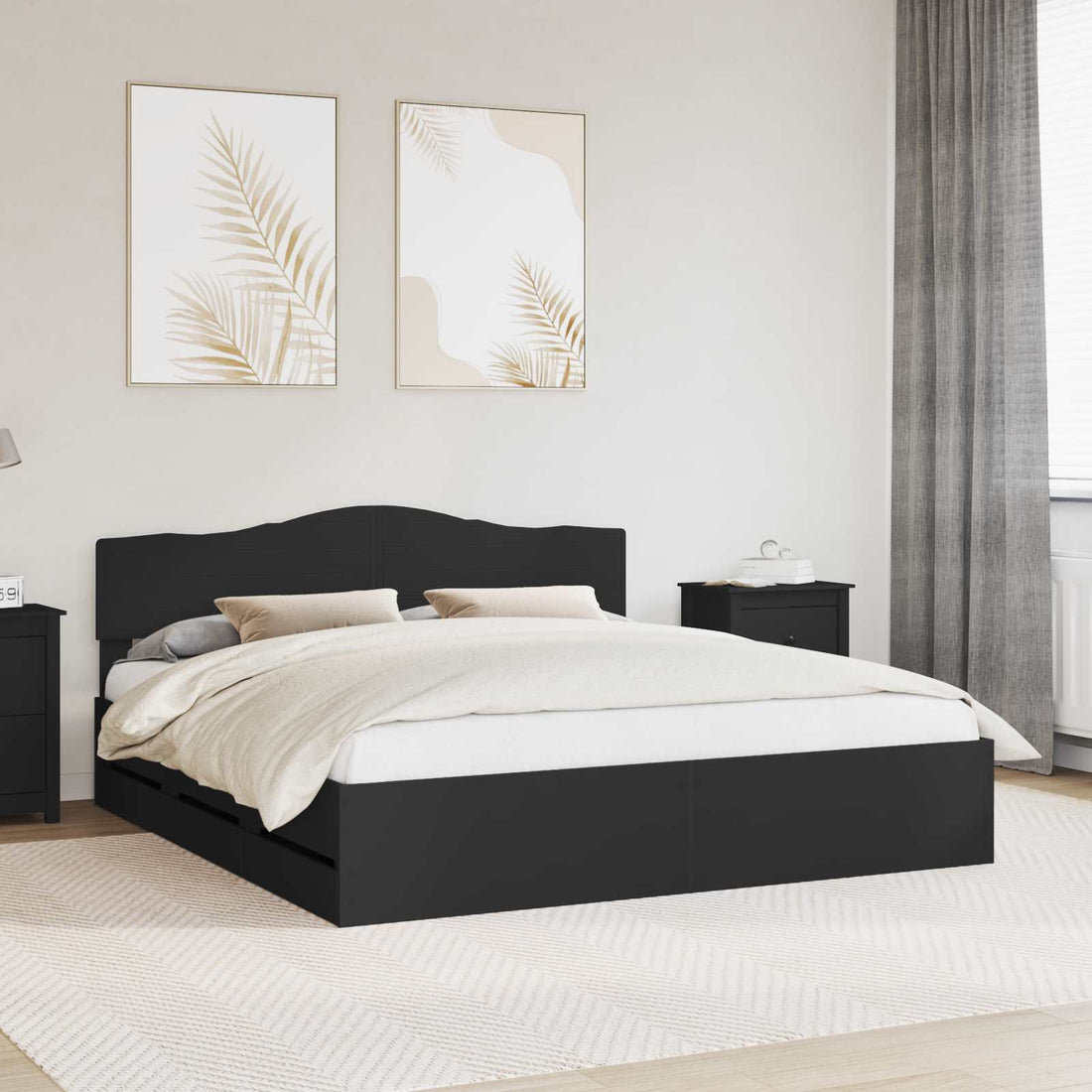 vidaXL Estructura de cama Negro 180 x 200 cm Madera Ingenieril