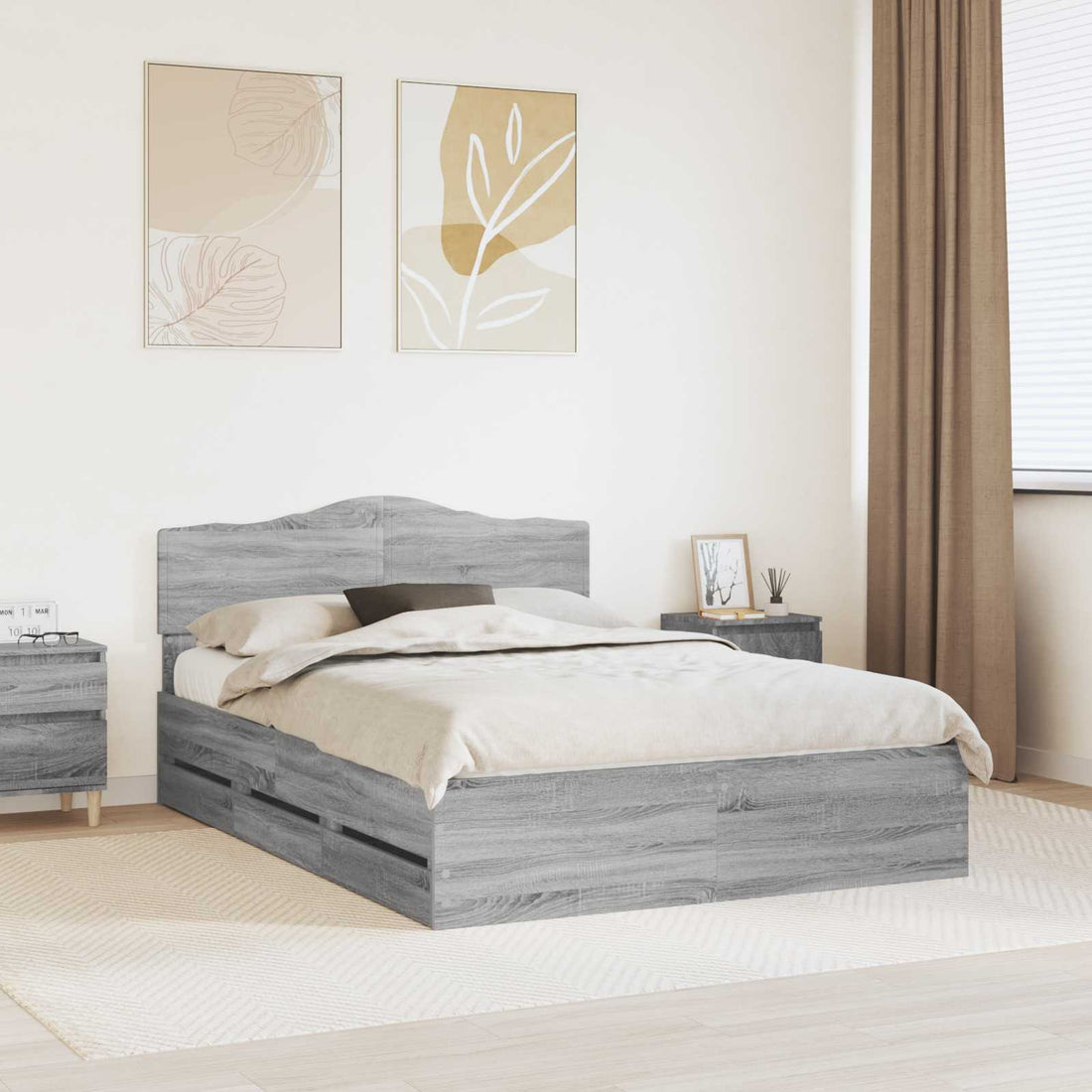 vidaXL Estructura de cama Gris Sonoma 160 x 200 cm Madera Ingenieril