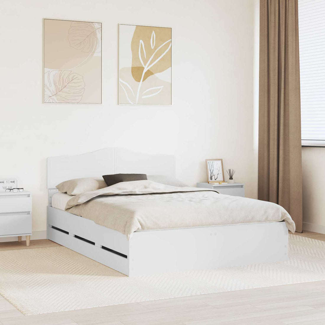 vidaXL Estructura de cama con cajón 140 x 190 cm Madera Ingenieril