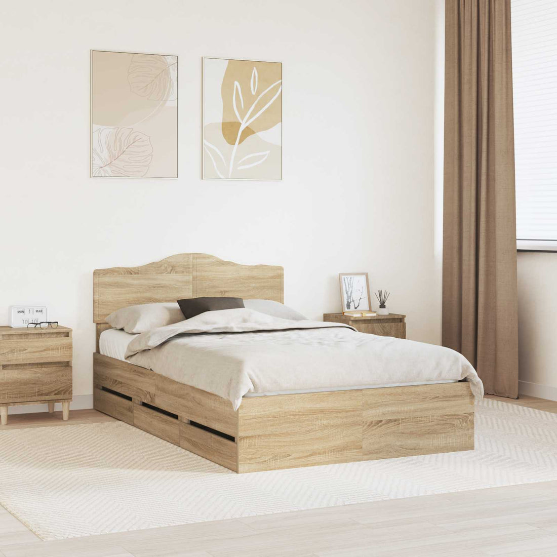vidaXL Estructura de cama Roble Sonoma 120 x 190 cm Madera Ingenieril