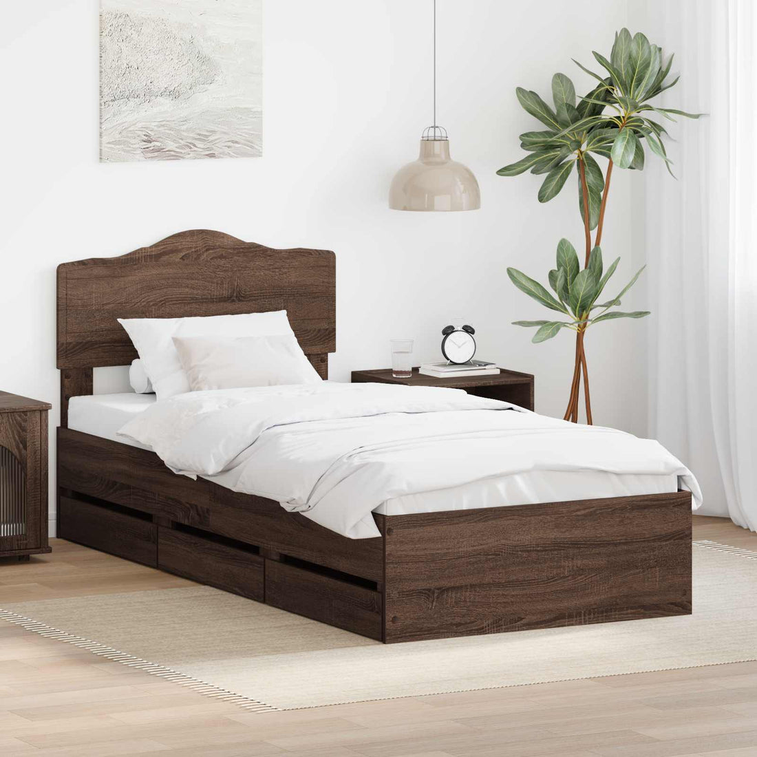 vidaXL Estructura de cama Roble Marrón 90 x 200 cm Madera Ingenieril