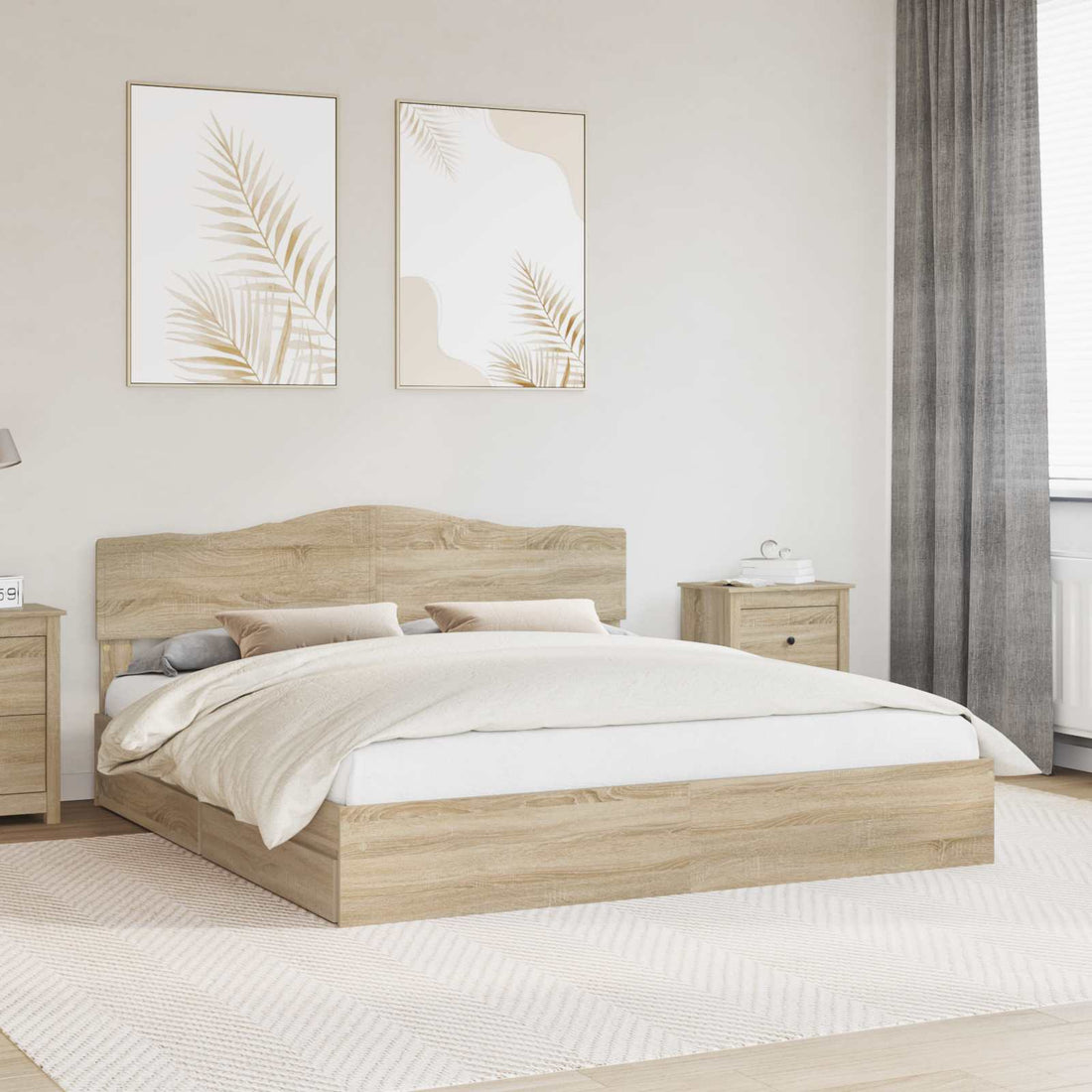 vidaXL Cama con almacenamiento con cajón Roble Sonoma 180 x 200 cm