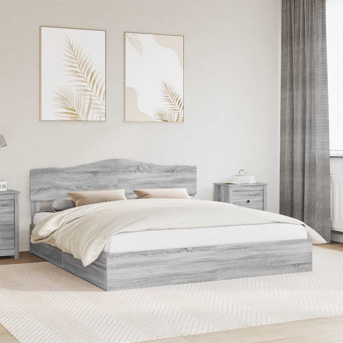 vidaXL Cama con almacenamiento con cajón Gris Sonoma 180 x 200 cm