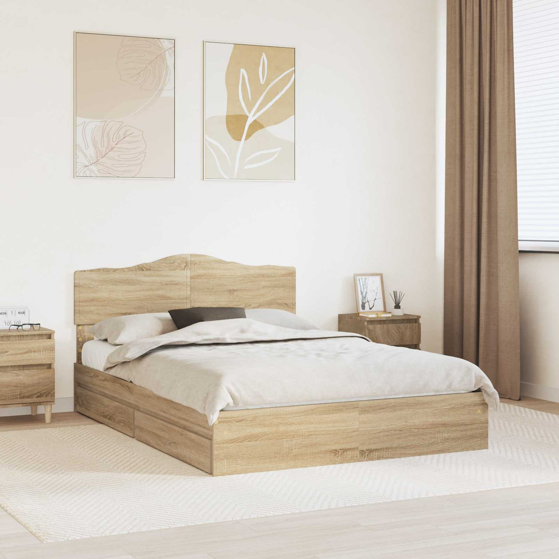 vidaXL Cama con almacenamiento con cajón Roble Sonoma 160 x 200 cm