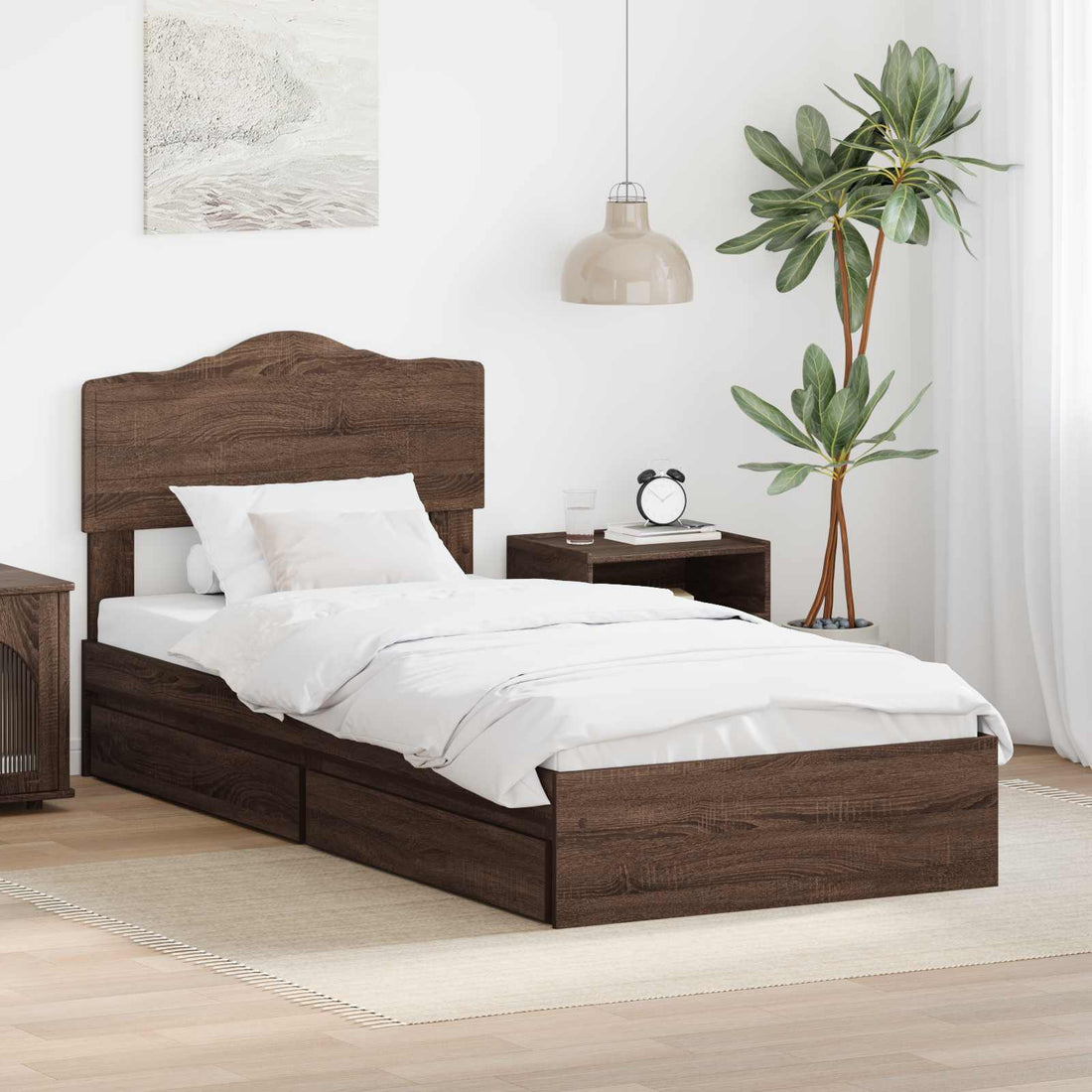 vidaXL Cama con almacenamiento con cajón Roble Marrón 70 x 190 cm