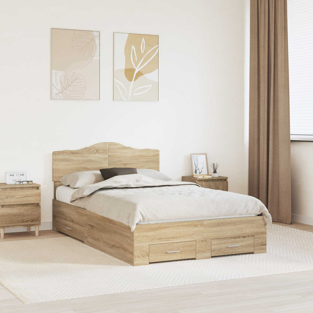 vidaXL Estructura de cama con cajón Roble Sonoma 120 x 200 cm