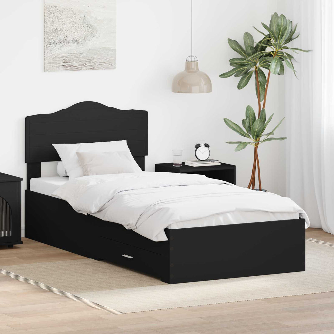 vidaXL Estructura de cama Negro 100 x 200 cm Madera de ingeniería