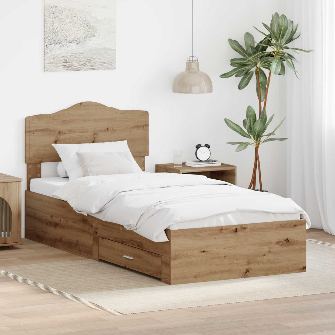 vidaXL Estructura de cama con cajón Roble artisan 90 x 200 cm