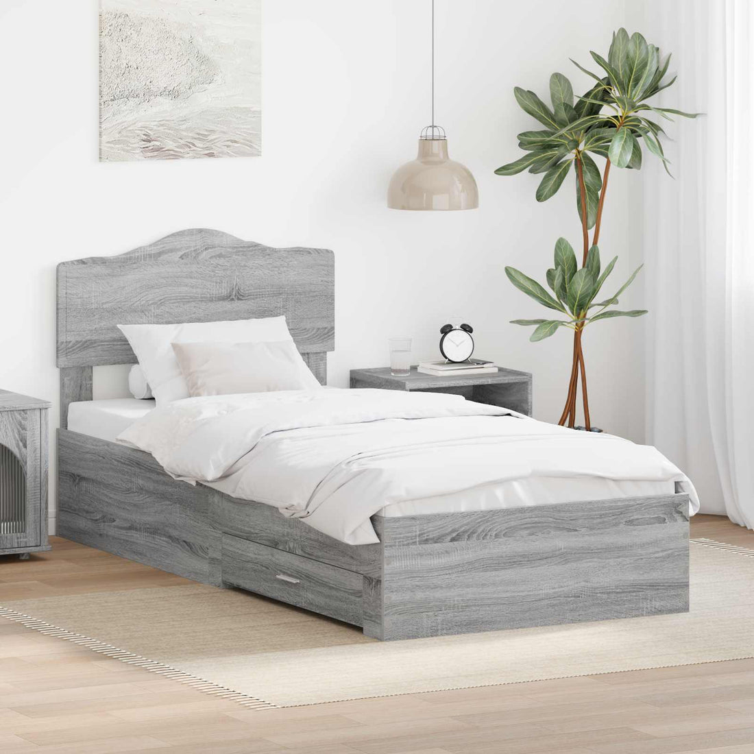 vidaXL Estructura de cama Gris Sonoma 70 x 190 cm Madera de ingeniería