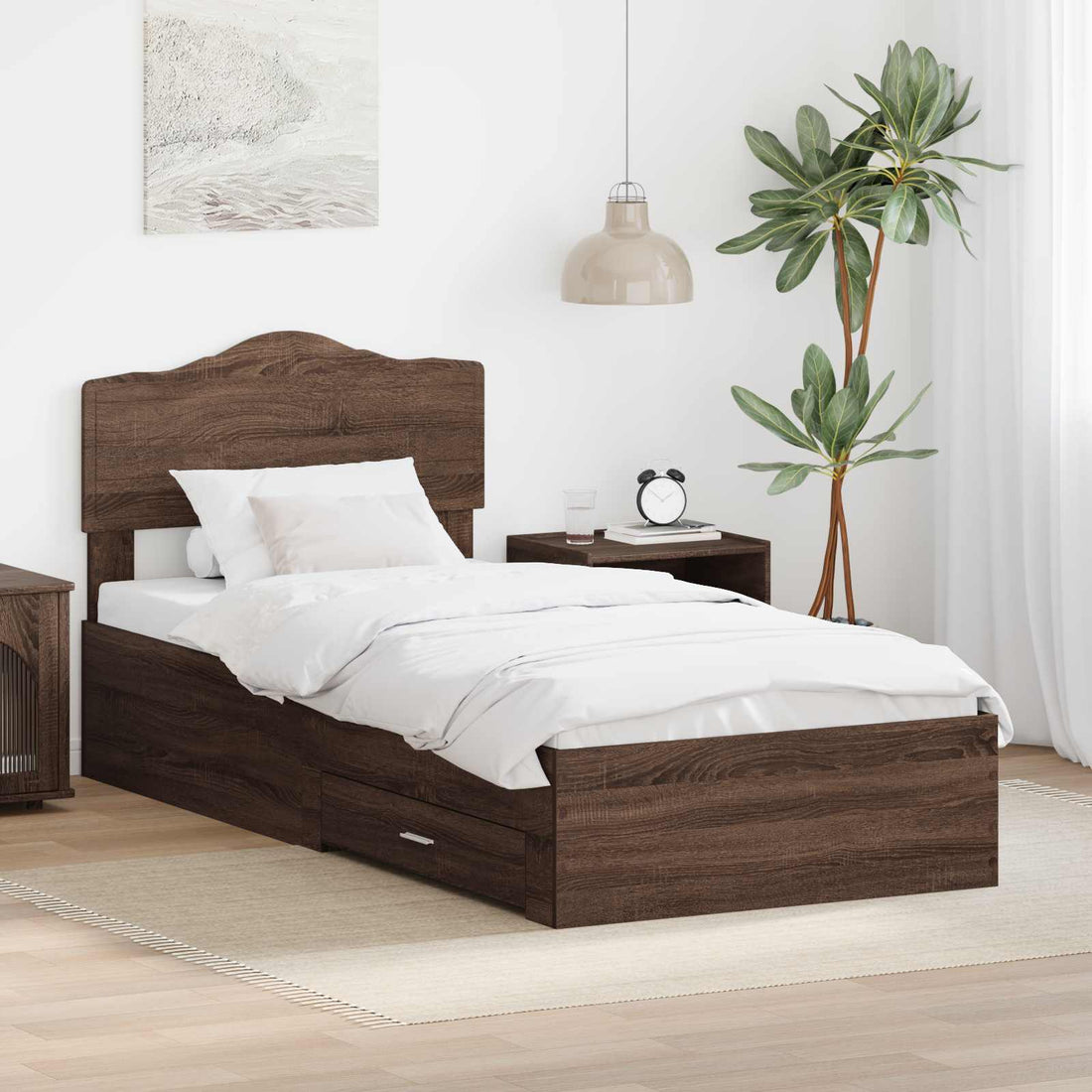 vidaXL Estructura de cama con cajón Roble Marrón 70 x 190 cm