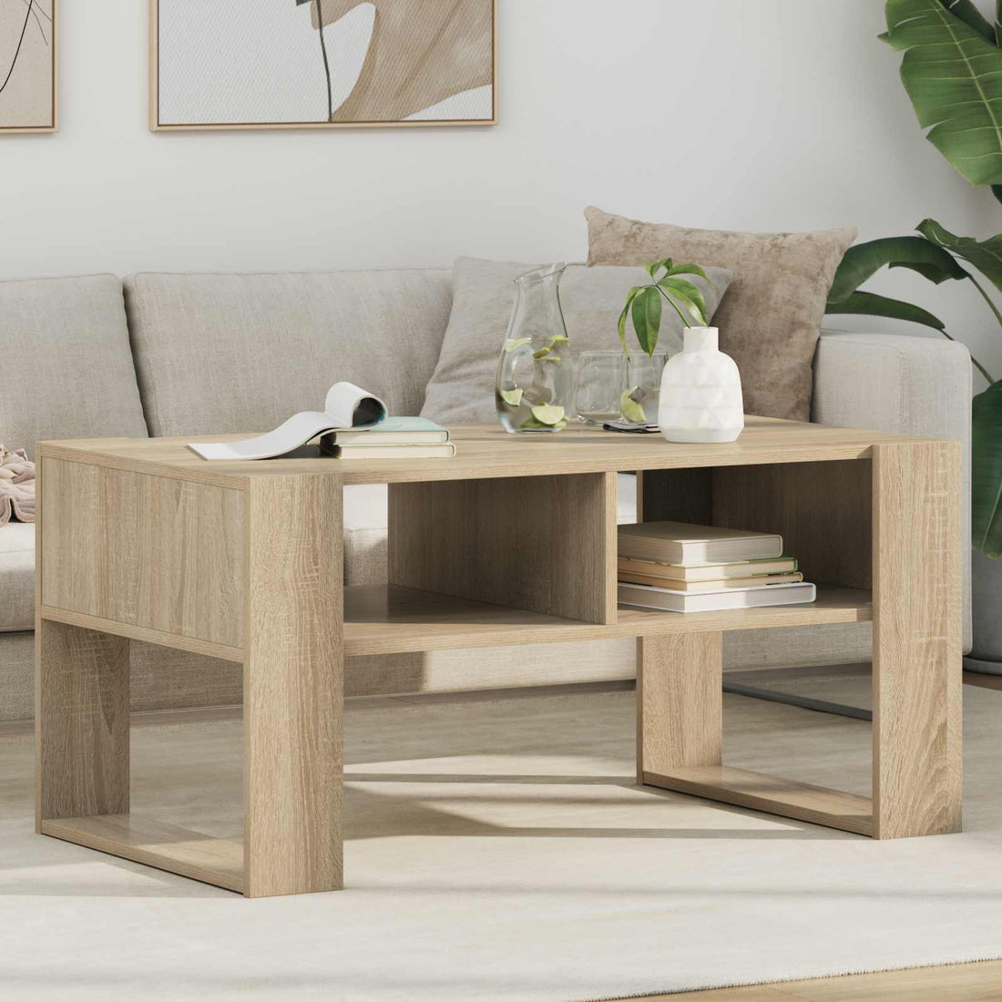 vidaXL Mesa de Café Roble Sonoma 92 x 53 x 45 cm Madera de ingeniería