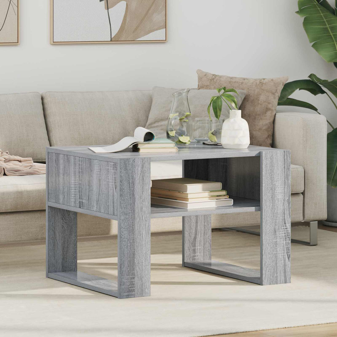 vidaXL Mesa de Café Gris Sonoma 66 x 53 x 45 cm Madera de ingeniería