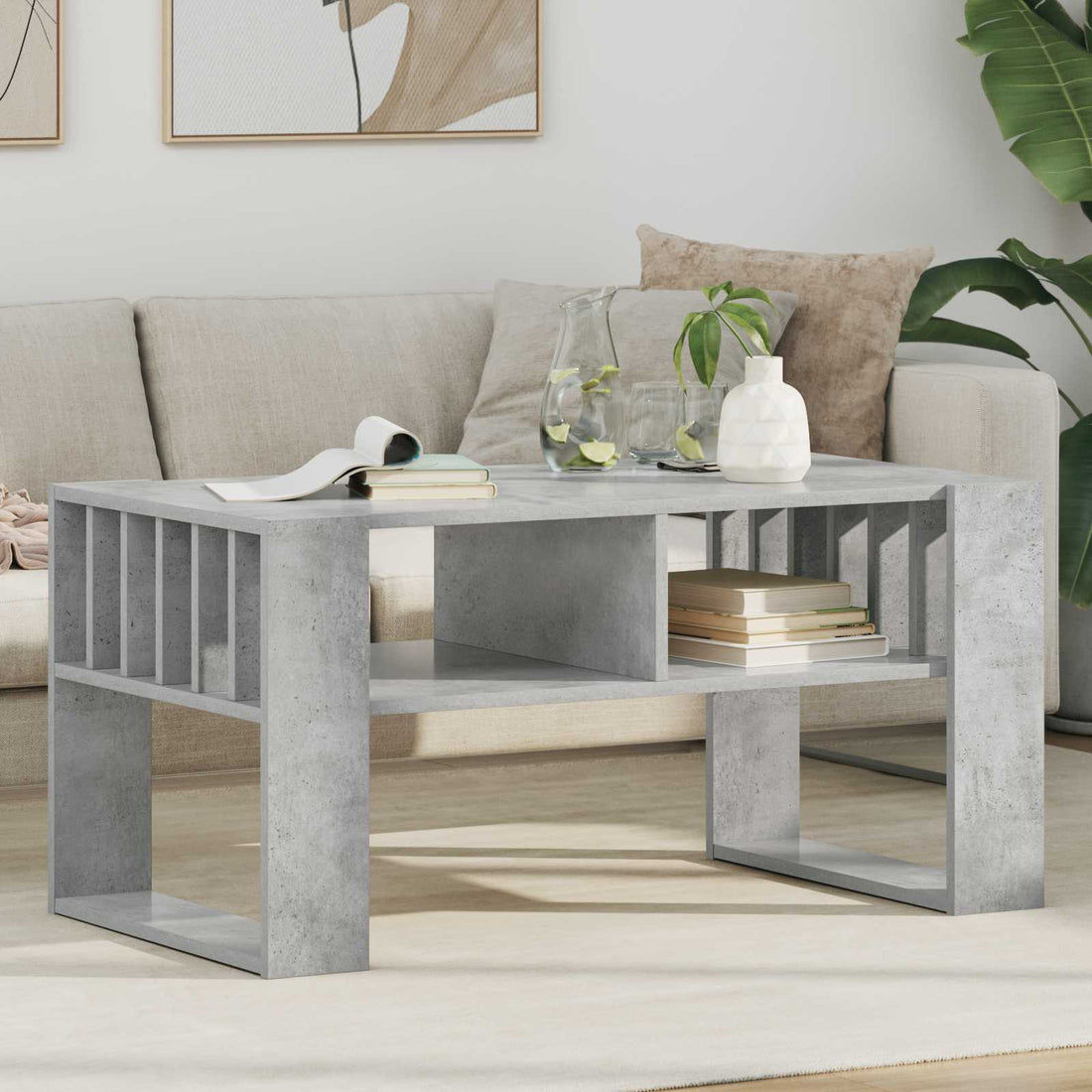 vidaXL Mesa de Café Gris Concreto 92 x 49,5 x 45 cm