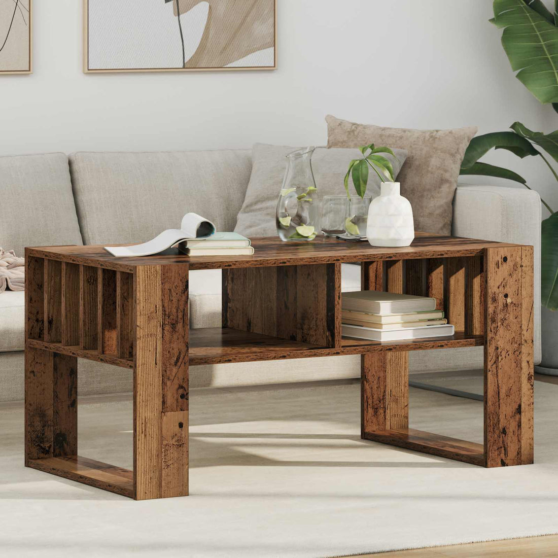 vidaXL Mesa de Café Madera vieja 92 x 49,5 x 45 cm