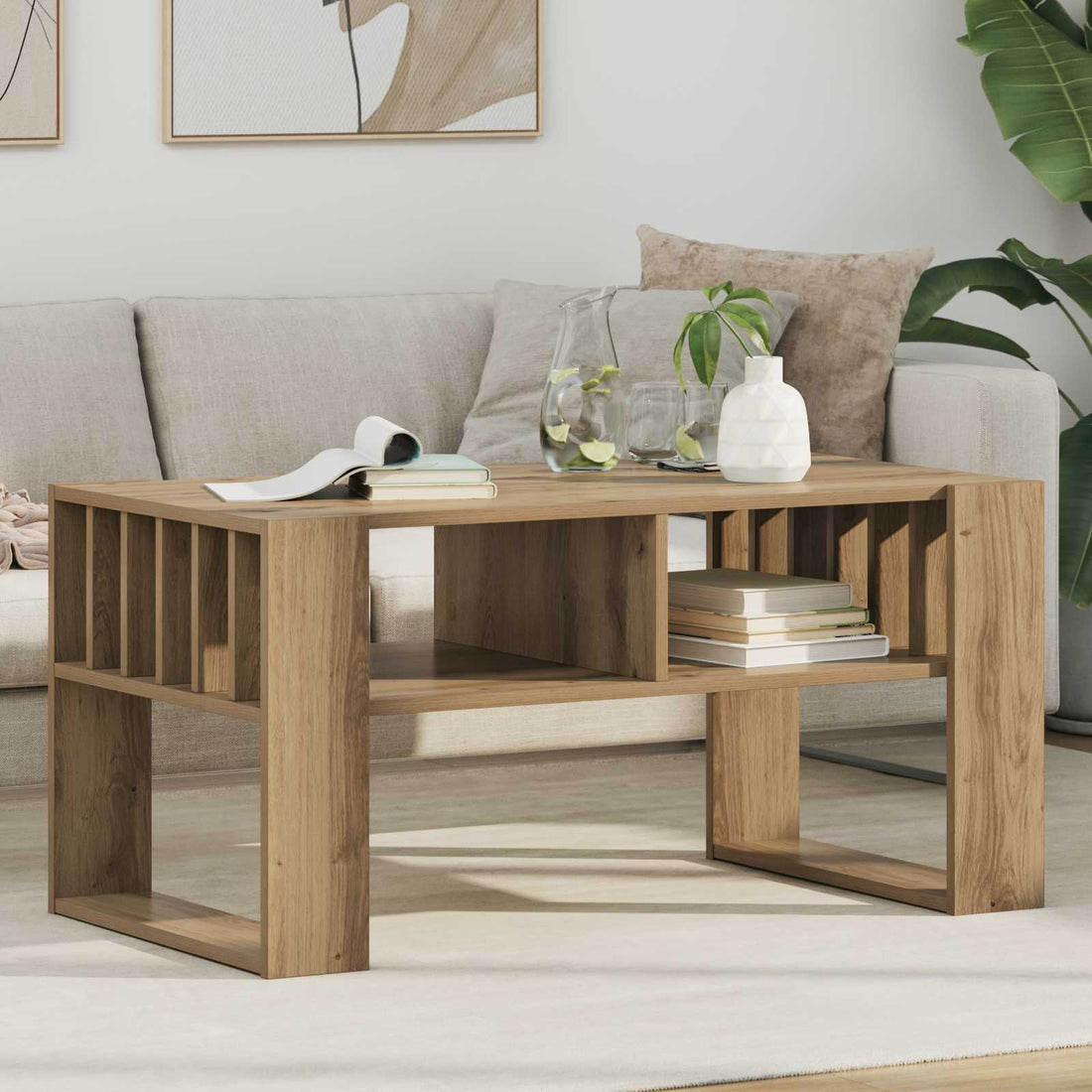 vidaXL Mesa de Café Roble artisan 92 x 49,5 x 45 cm