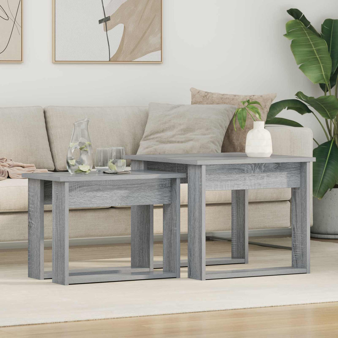 vidaXL Juego de Mesas de Centro 2 uds. Gris Sonoma 50 x 52 x 42 cm