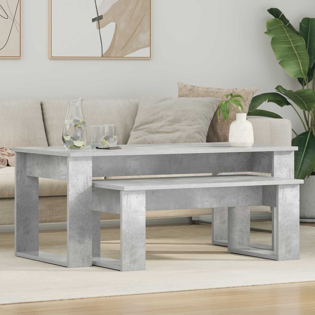 vidaXL Juego de Mesas de Centro 2 uds. Gris Concreto 100 x 50 x 42 cm