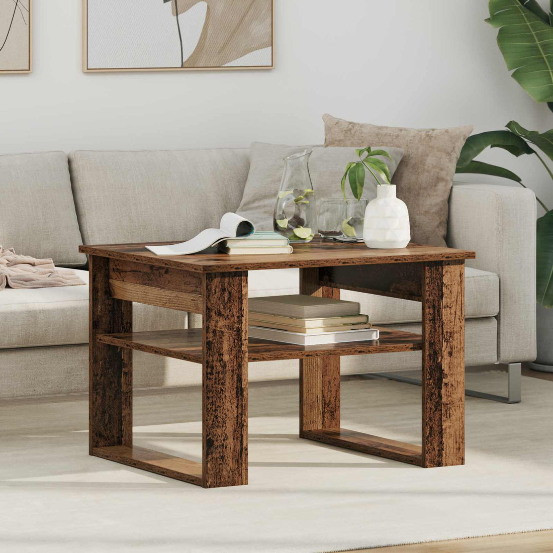 vidaXL Mesa de Café Madera vieja 64 x 54 x 44 cm Madera de ingeniería