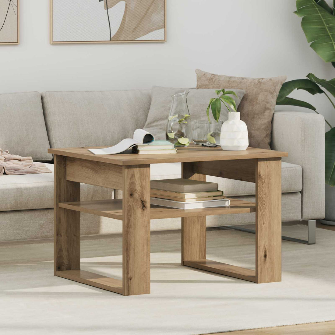vidaXL Mesa de Café Roble artisan 64 x 54 x 44 cm Madera de ingeniería