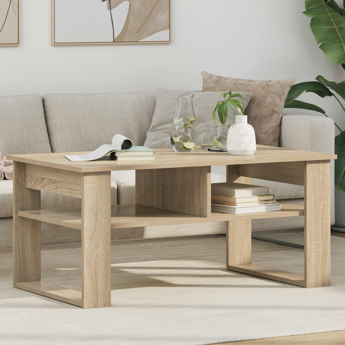 vidaXL Mesa de Café Roble Sonoma 96 x 54 x 44 cm Madera de ingeniería