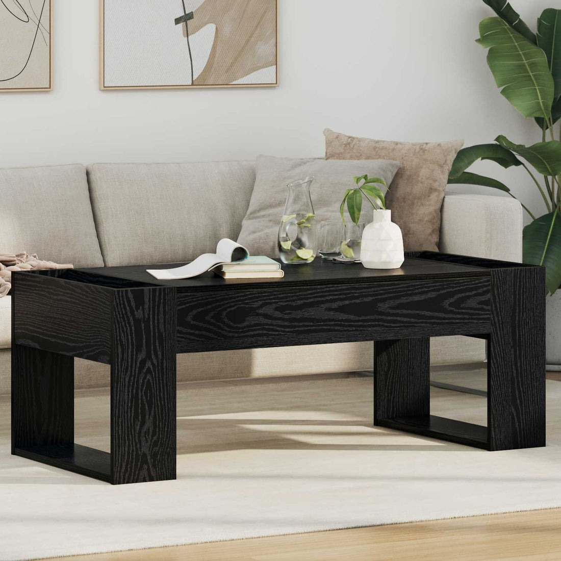 vidaXL Mesa de Café Roble Negro 110 x 50 x 41 cm Madera de ingeniería