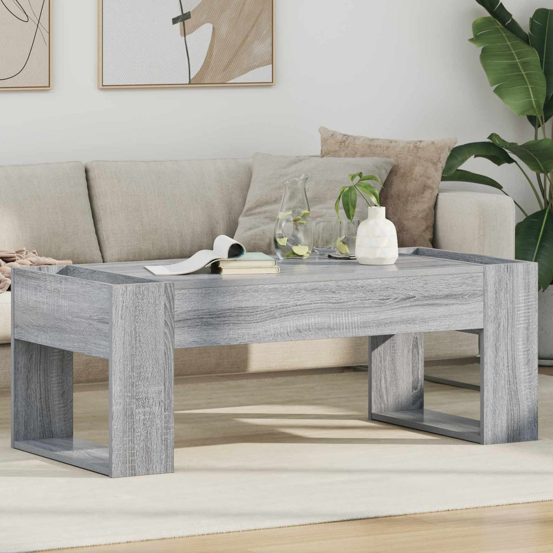 vidaXL Mesa de Café Gris Sonoma 110 x 50 x 41 cm Madera de ingeniería