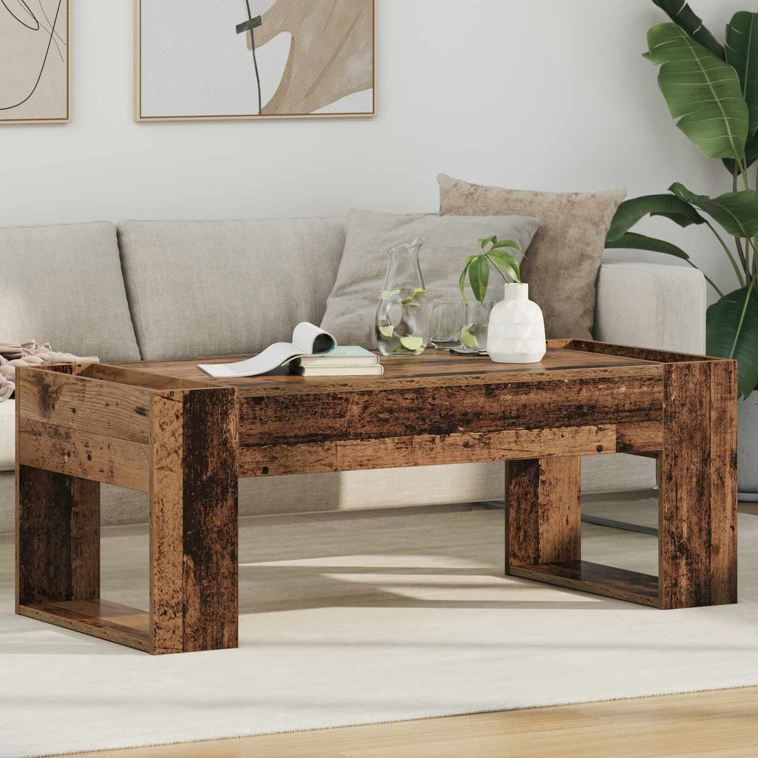 vidaXL Mesa de Café Madera vieja 110 x 50 x 41 cm Madera de ingeniería