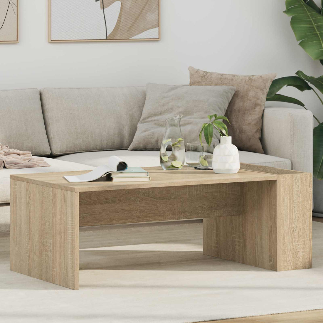 vidaXL Mesa de Café Roble Sonoma 95 x 50 x 34 cm Madera de ingeniería